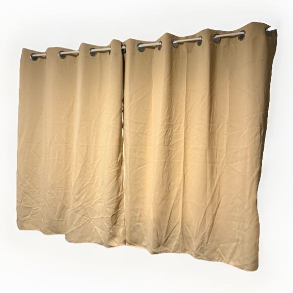 Beige Grommet Curtain Panel Set 52x86 100% Polyester (2 Panels) - Picture 1 of 7